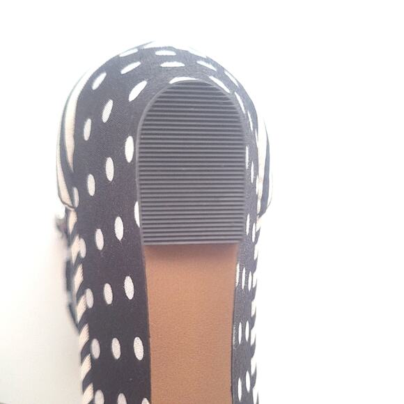 Ann Taylor Kaylin Polka Dot Knot Wedge Sandals Size 8 Black & White - Picture 9 of 12